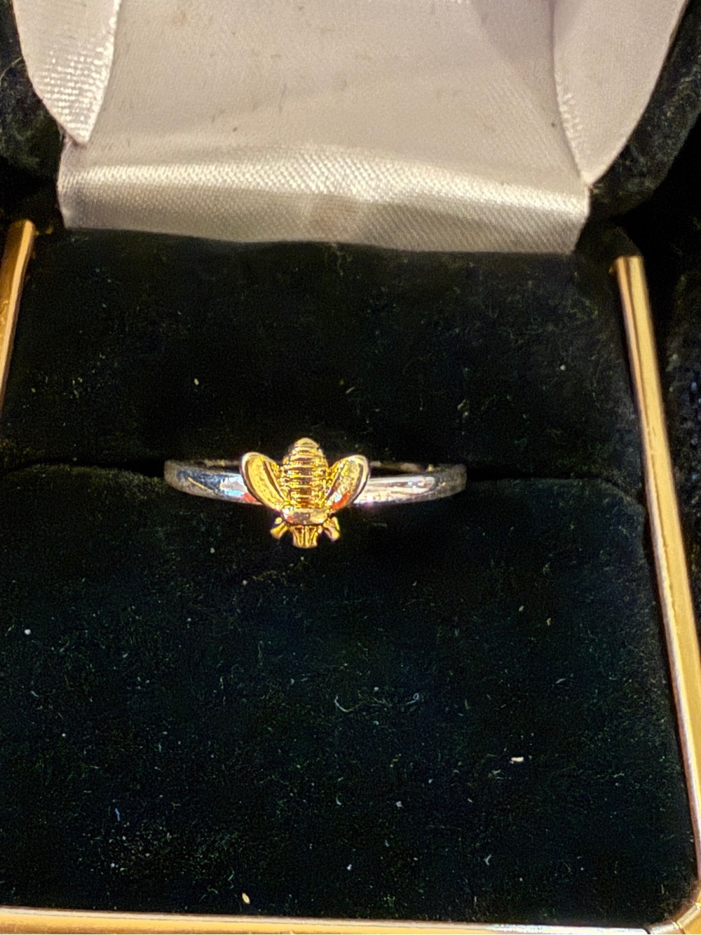 Gold plated  Bee Accent Ring - Women's Silver plated Band costume jewelry